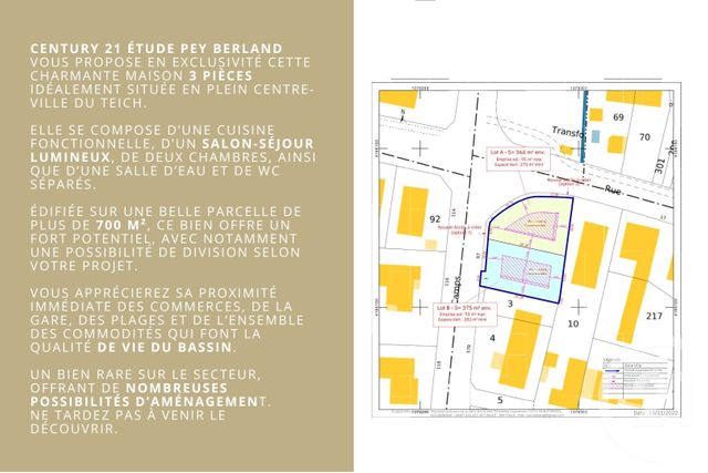 maison à vendre - 3 pièces - 73.95 m2 - LE TEICH - 33 - AQUITAINE - Century 21 Pey Berland